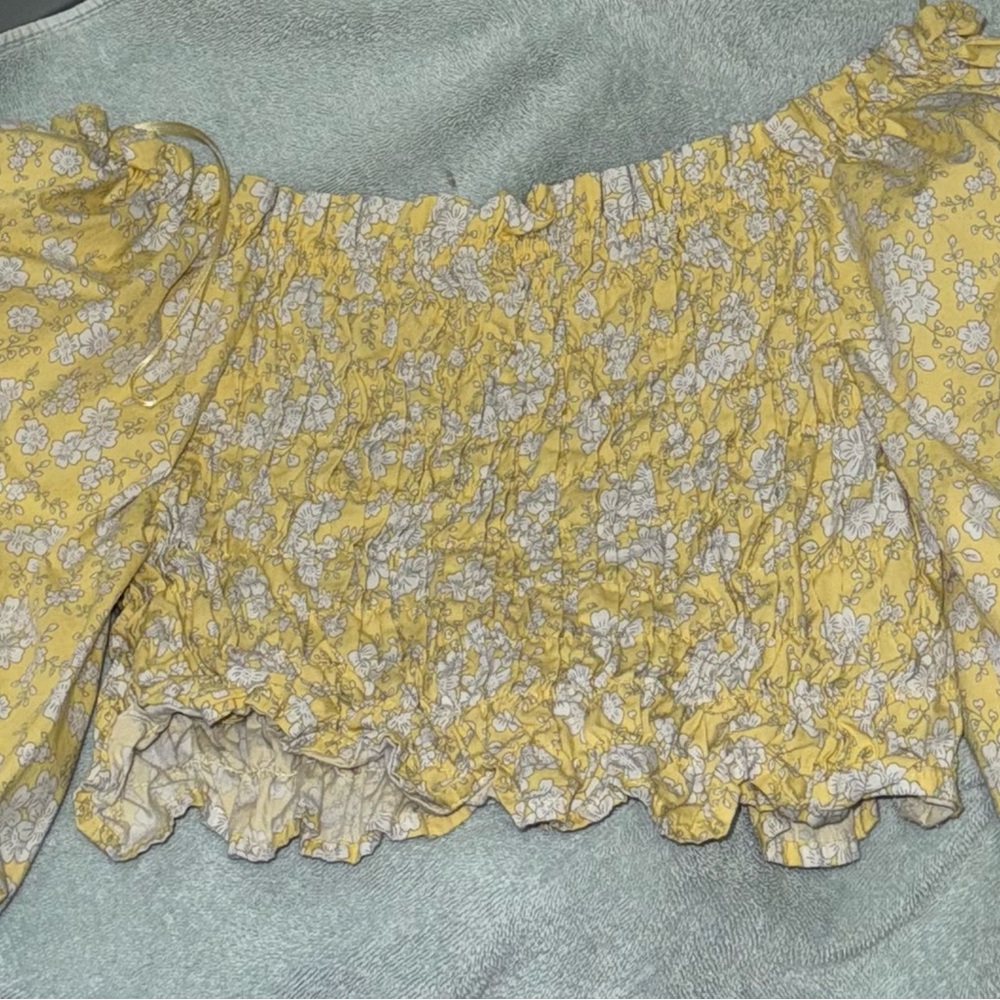 Yellow Floral Off-Shoulder Blouse